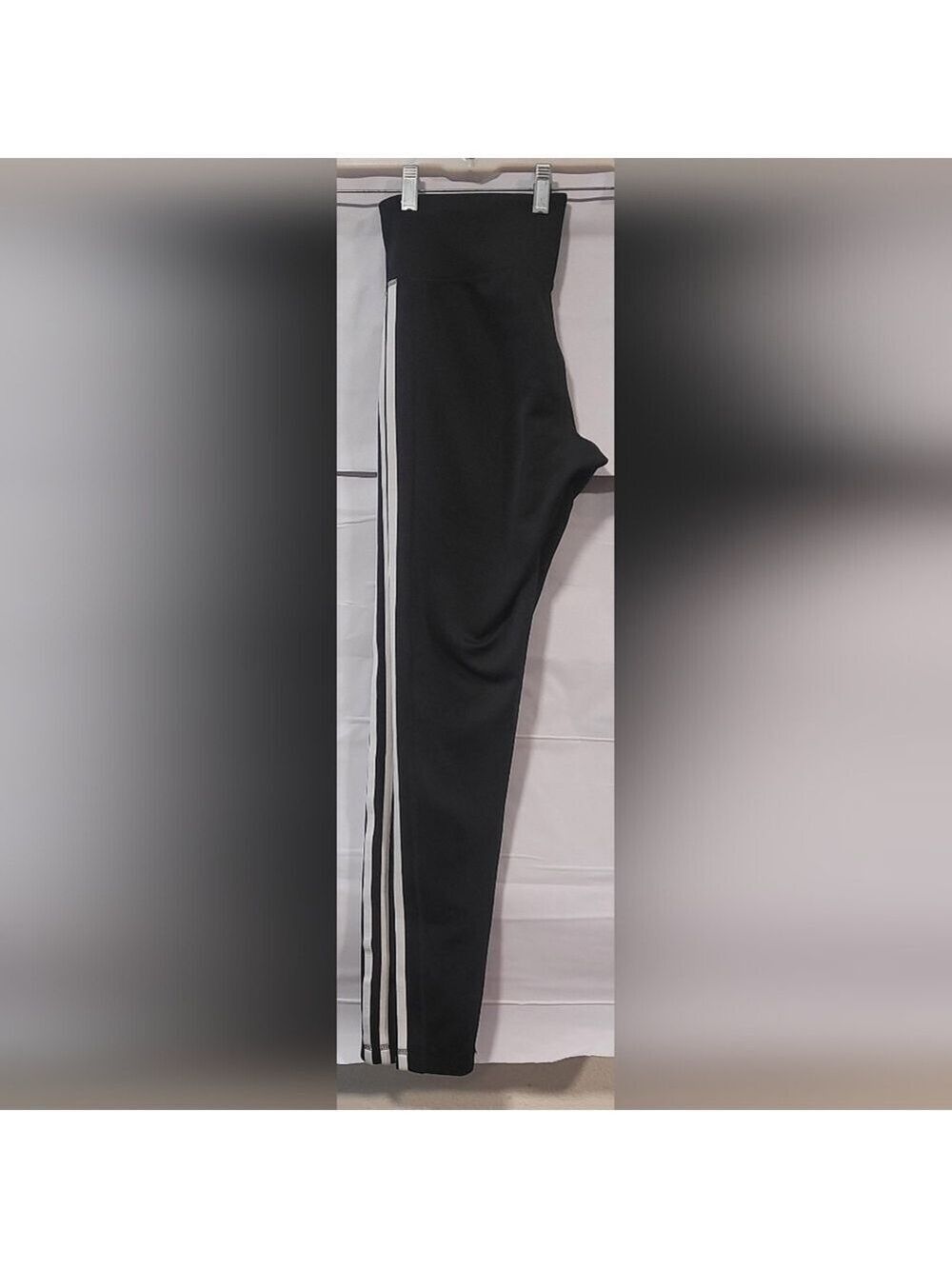 adidas Black Leggings with White Stripes